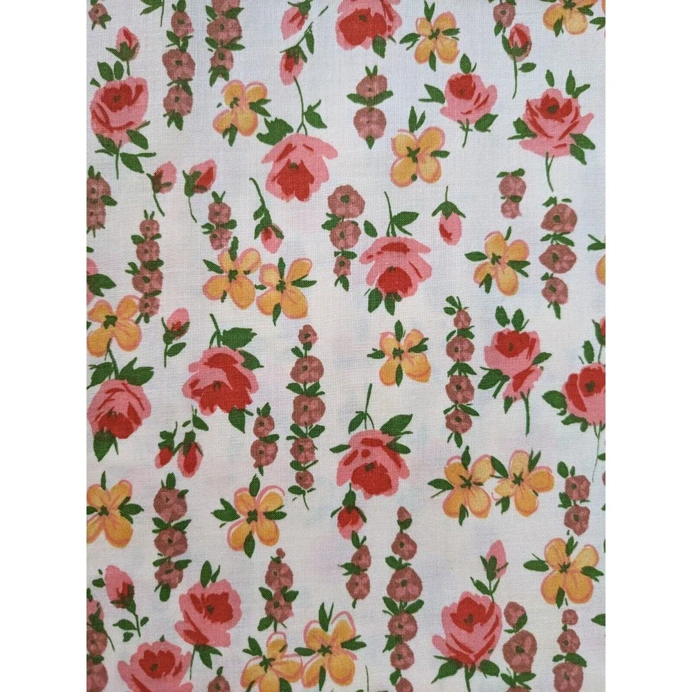 Vintage Mid-Century Floral Fabric‎ Bates Fabrics Pink & Orange 36